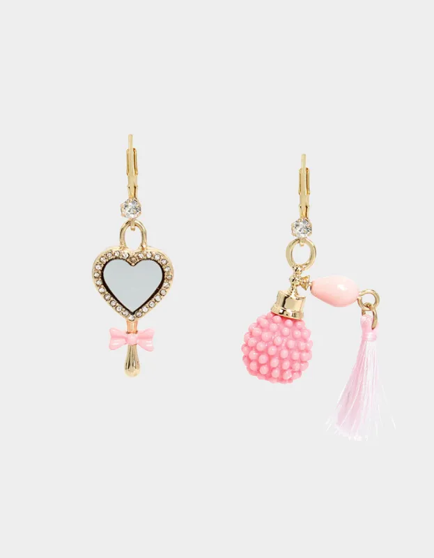 SWEETHEART SWOON PERFUME MISMATCH LEVER BACK EARRINGS PINK sold by Betsey Johnson