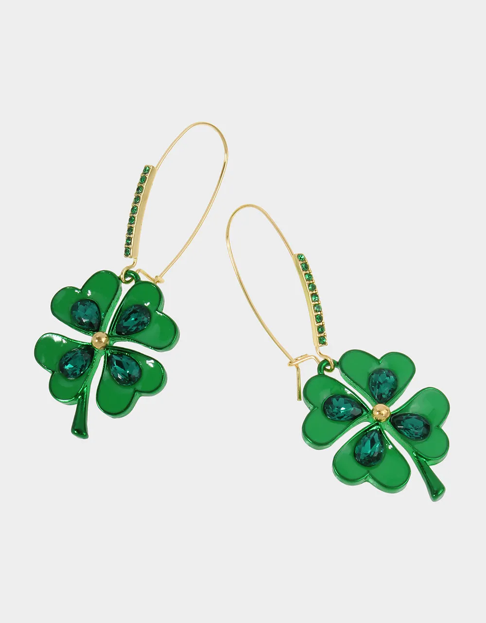 SHAMROCK N ROLL SHAMROCK SHEPHERD HOOK EARRINGS GREEN sold by Betsey Johnson product image thumbnail 2