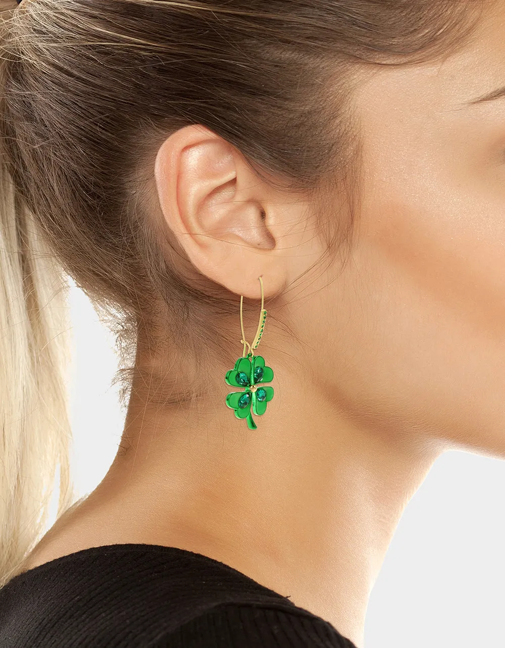 SHAMROCK N ROLL SHAMROCK SHEPHERD HOOK EARRINGS GREEN sold by Betsey Johnson product image thumbnail 3