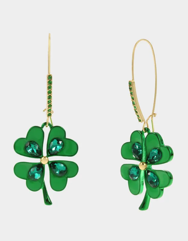 SHAMROCK N ROLL SHAMROCK SHEPHERD HOOK EARRINGS GREEN sold by Betsey Johnson