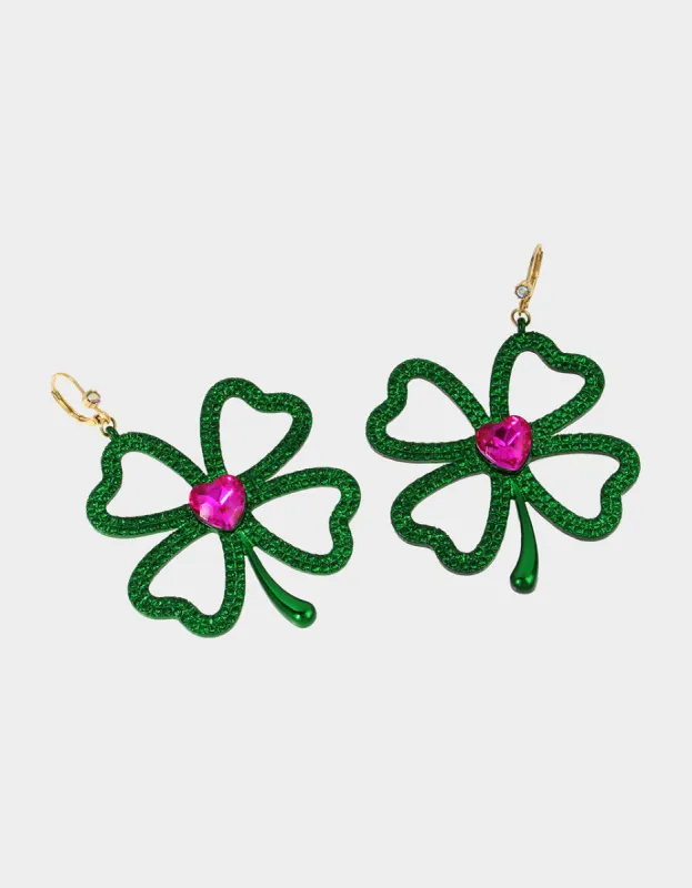 SHAMROCK N ROLL SHAMROCK DROP EARRINGS GREEN sold by Betsey Johnson