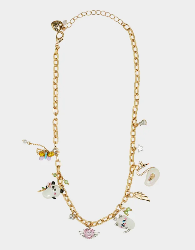 PEARL CRITTERS CHARM FRONTAL NECKLACE MULTI sold by Betsey Johnson