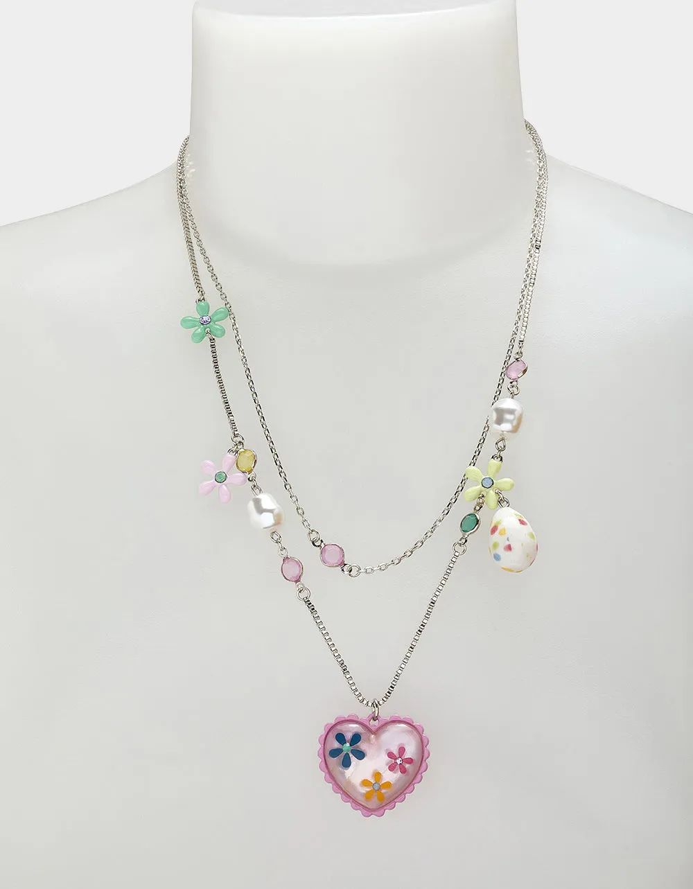 HOP TO IT FLOWER HEART 2 ROW NECKLACE MULTI sold by Betsey Johnson product image thumbnail 3