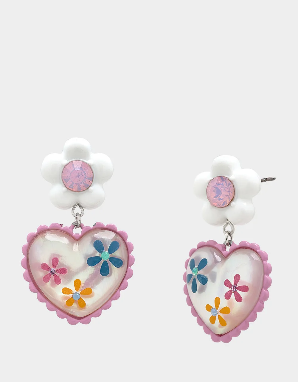 HOP TO IT FLOWER HEART DROP EARRINGS MULTI sold by Betsey Johnson