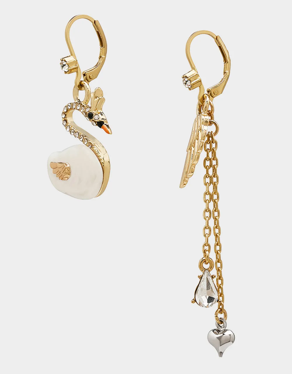 PEARL CRITTERS SWAN PEARL MISMATCH EARRINGS CRYSTAL sold by Betsey Johnson product image thumbnail 3