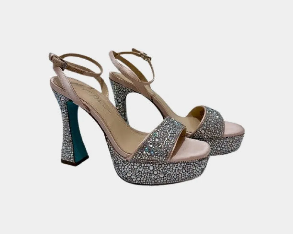 Embellished Crystal Flared Platform Sandals | RE:LUV sold by Betsey Johnson
