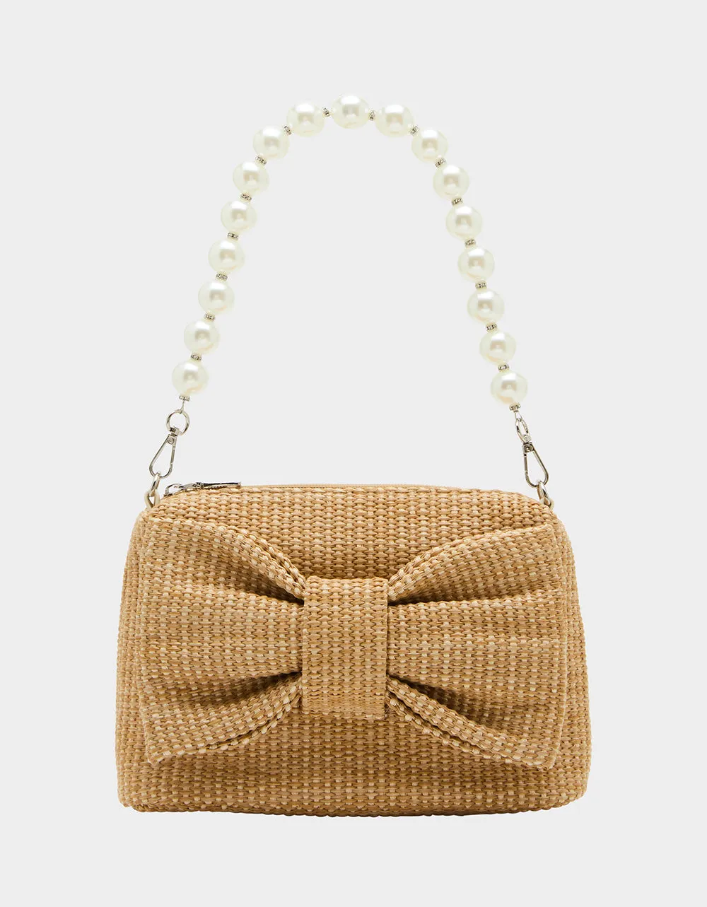 BOW STRAW TOP ZIP NATURAL sold by Betsey Johnson