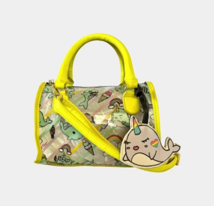 Luv Betsey Rainbow Narwhal Clear Plastic Satchel | RE:LUV made by Betsey Johnson