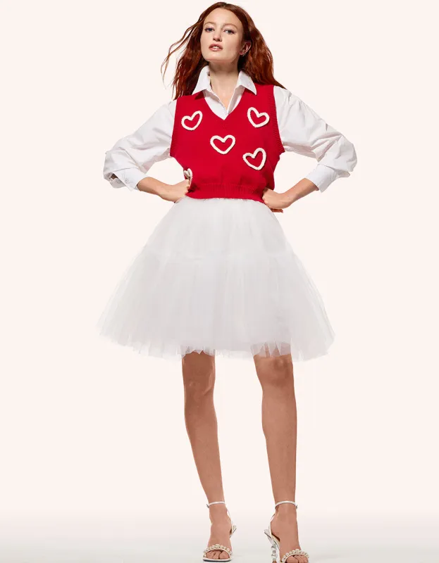 MINNIE HEART SWEATER VEST WHITE RED sold by Betsey Johnson