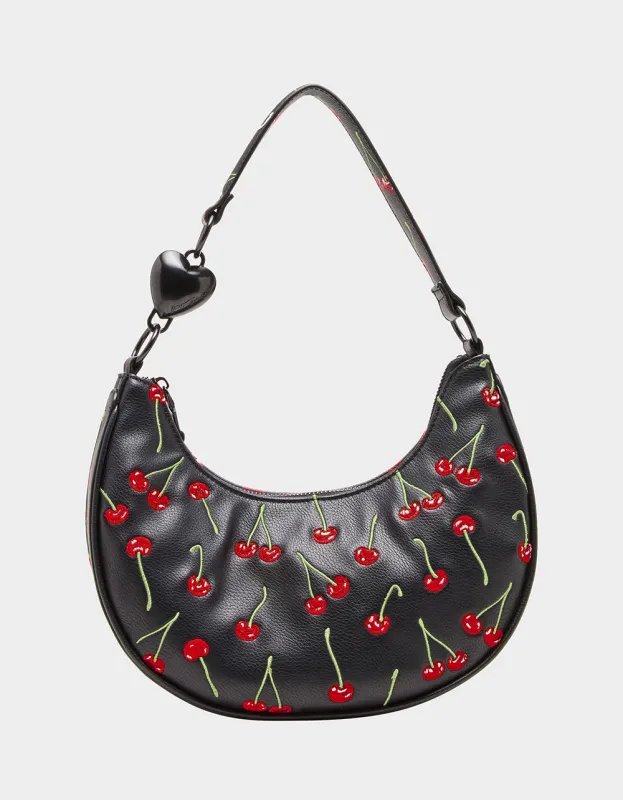 CHERRY ON TOP SHOULDER BLACK sold by Betsey Johnson