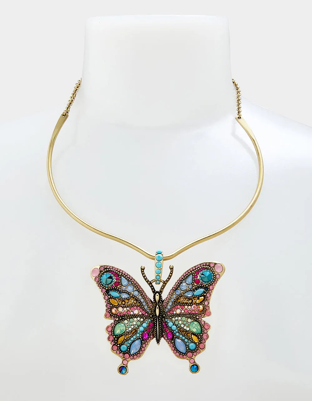 BOHO BUTTERFLY STONE BUTTERFLY ROUND WIRE NECKLACE MULTI sold by Betsey Johnson product image thumbnail 4