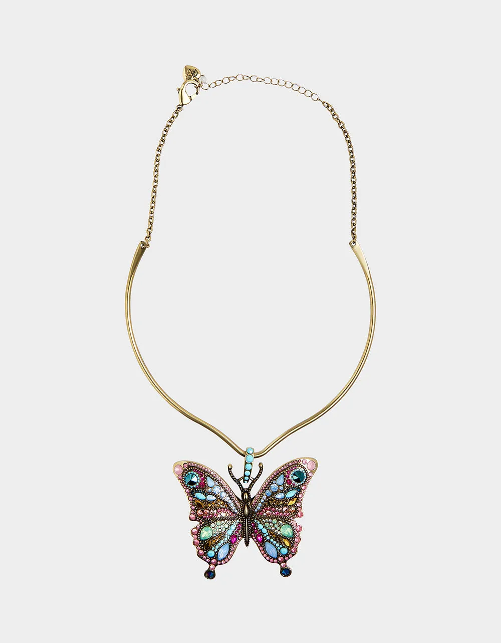 BOHO BUTTERFLY STONE BUTTERFLY ROUND WIRE NECKLACE MULTI sold by Betsey Johnson