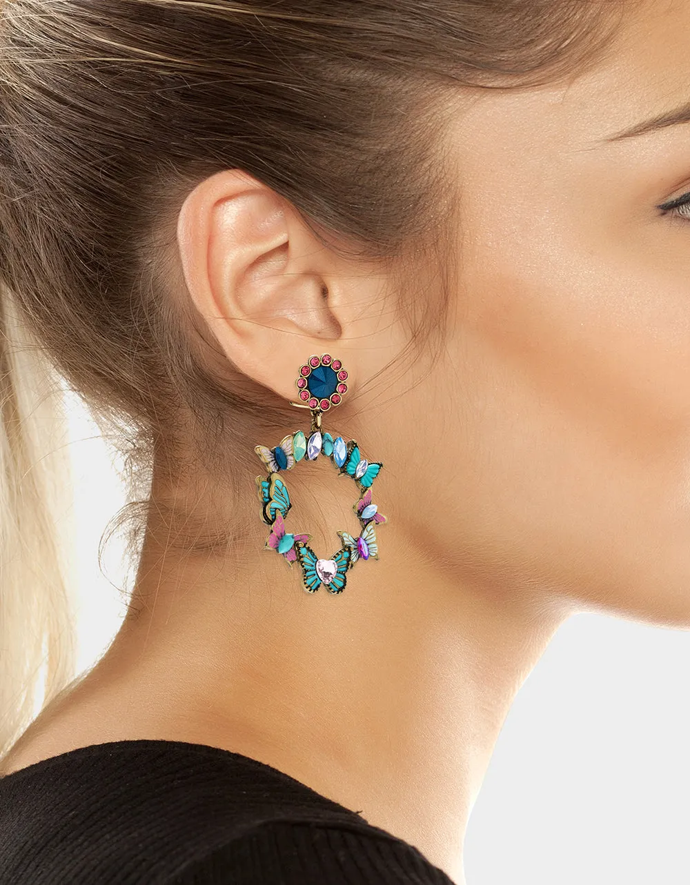 BOHO BUTTERFLY GYPSY HOOP EARRINGS MULTI sold by Betsey Johnson product image thumbnail 4