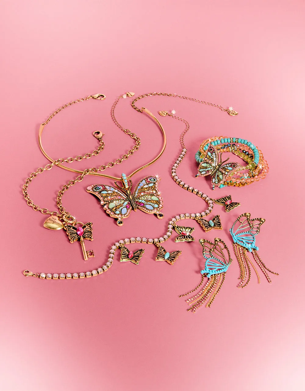 BOHO BUTTERFLY FRINGE CHANDELIER EARRINGS TURQUOISE sold by Betsey Johnson product image thumbnail 2