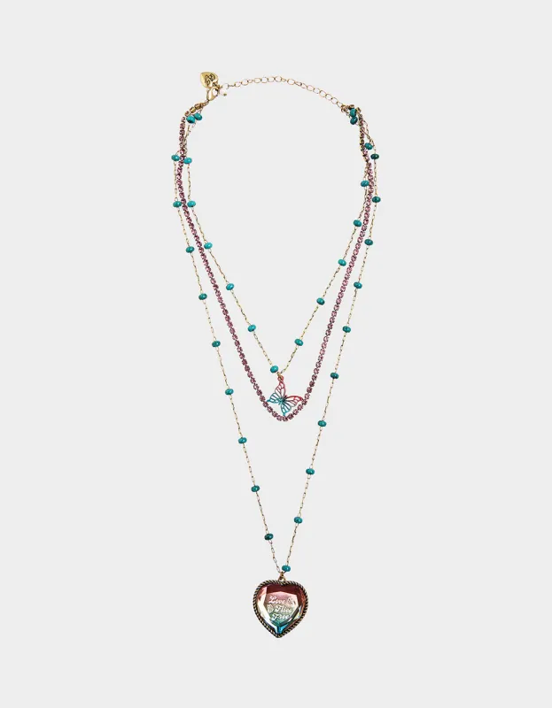BOHO BUTTERFLY MULTI ROW NECKLACE MULTI sold by Betsey Johnson