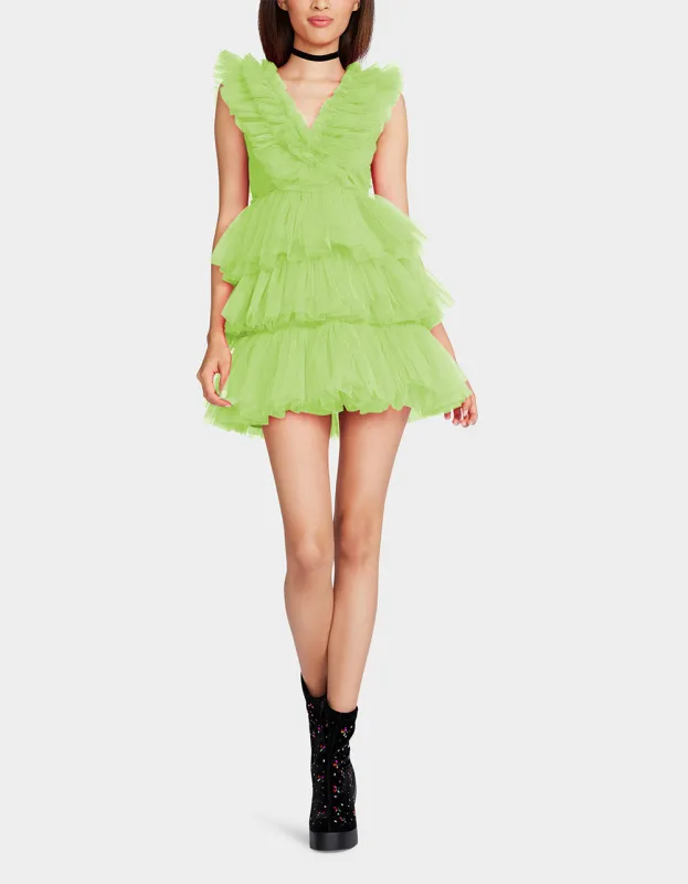 BETSEYS TIERED TULLE DRESS GREEN sold by Betsey Johnson