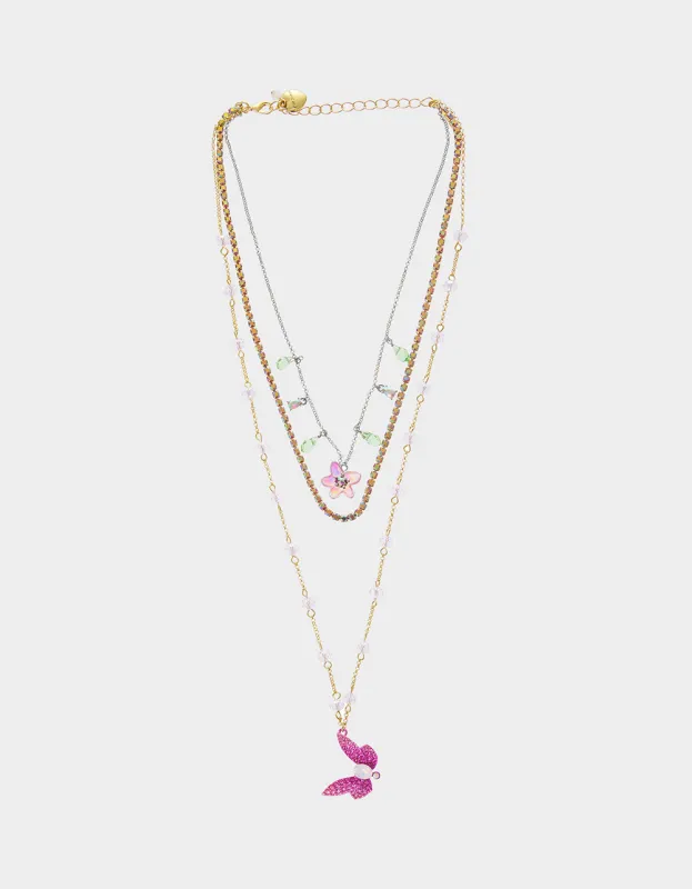 GARDEN GLAM DRAGONFLY ILLUSION NECKLACE PINK sold by Betsey Johnson