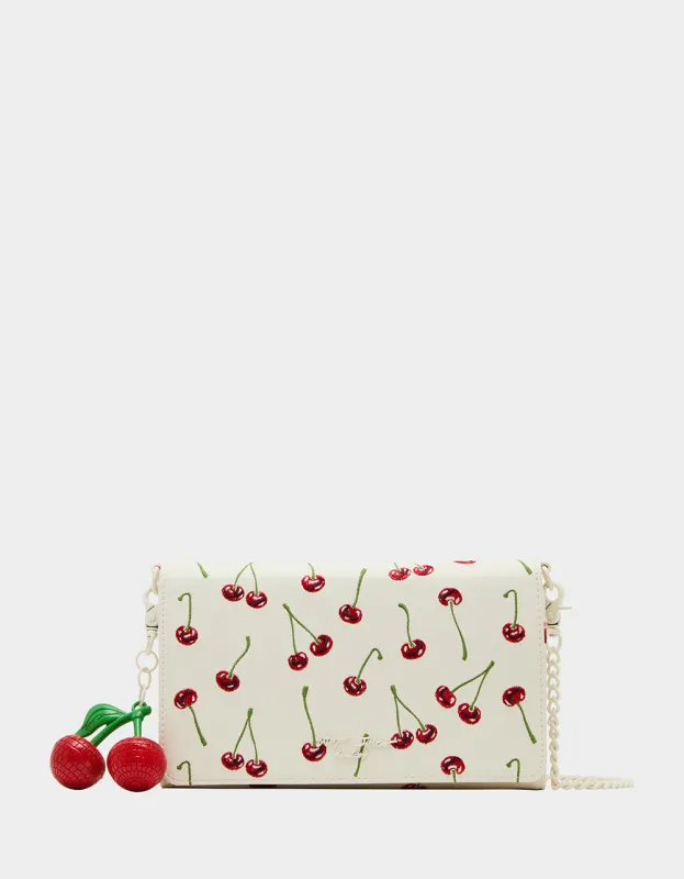CHERRY ON TOP WALLET ON CHAIN CREAM sold by Betsey Johnson