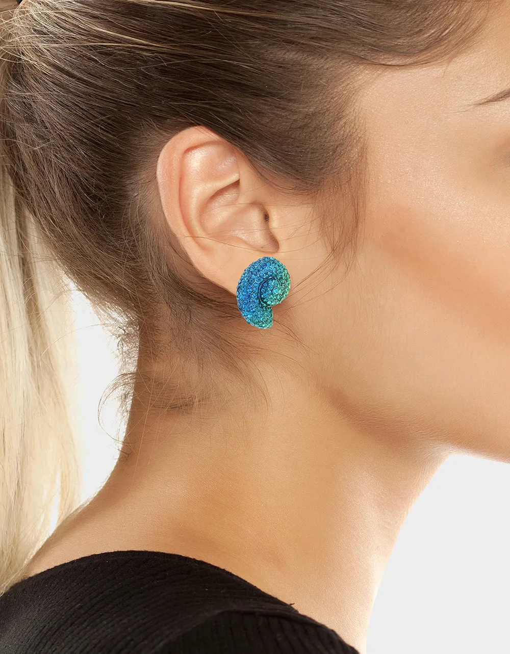 MERMAID JEWELS CONCH SHELL STUDS LIGHT BLUE sold by Betsey Johnson product image thumbnail 3