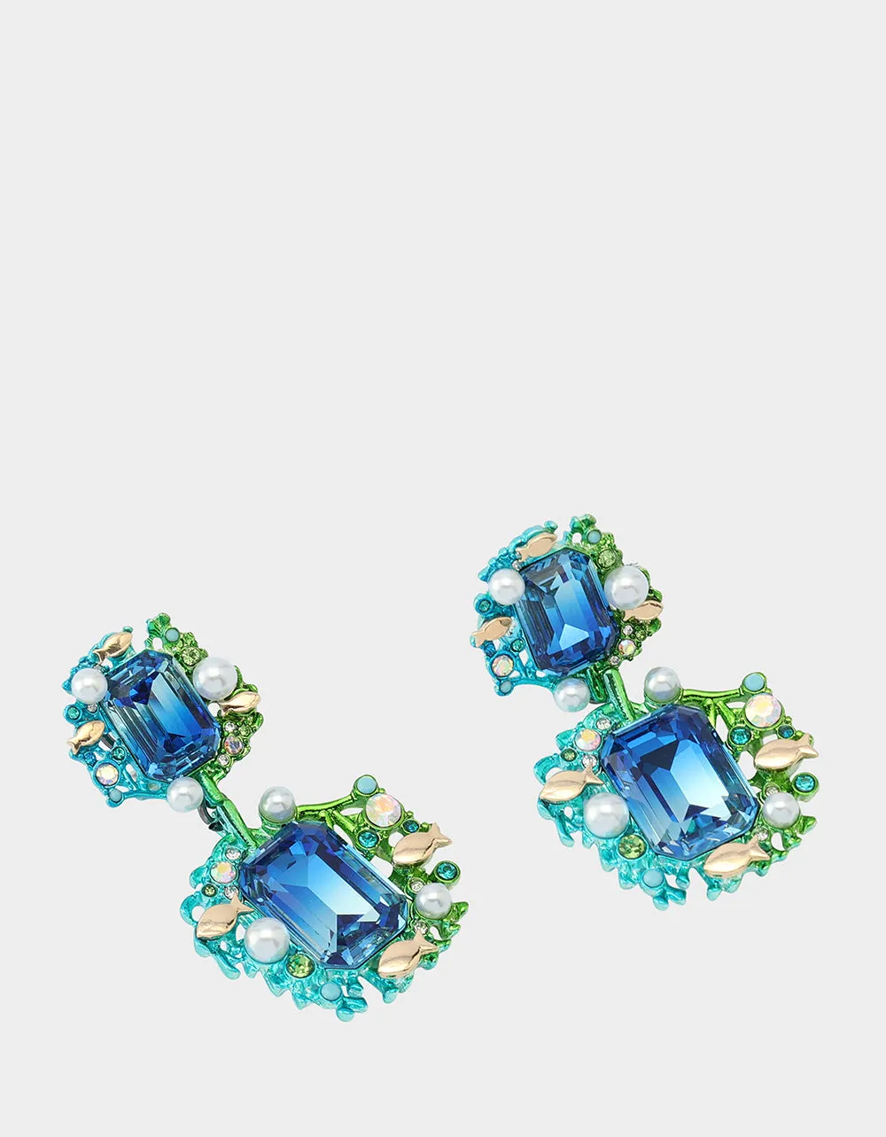 MERMAID JEWELS STONE DOUBLE DROP EARRINGS BLUE sold by Betsey Johnson product image thumbnail 2