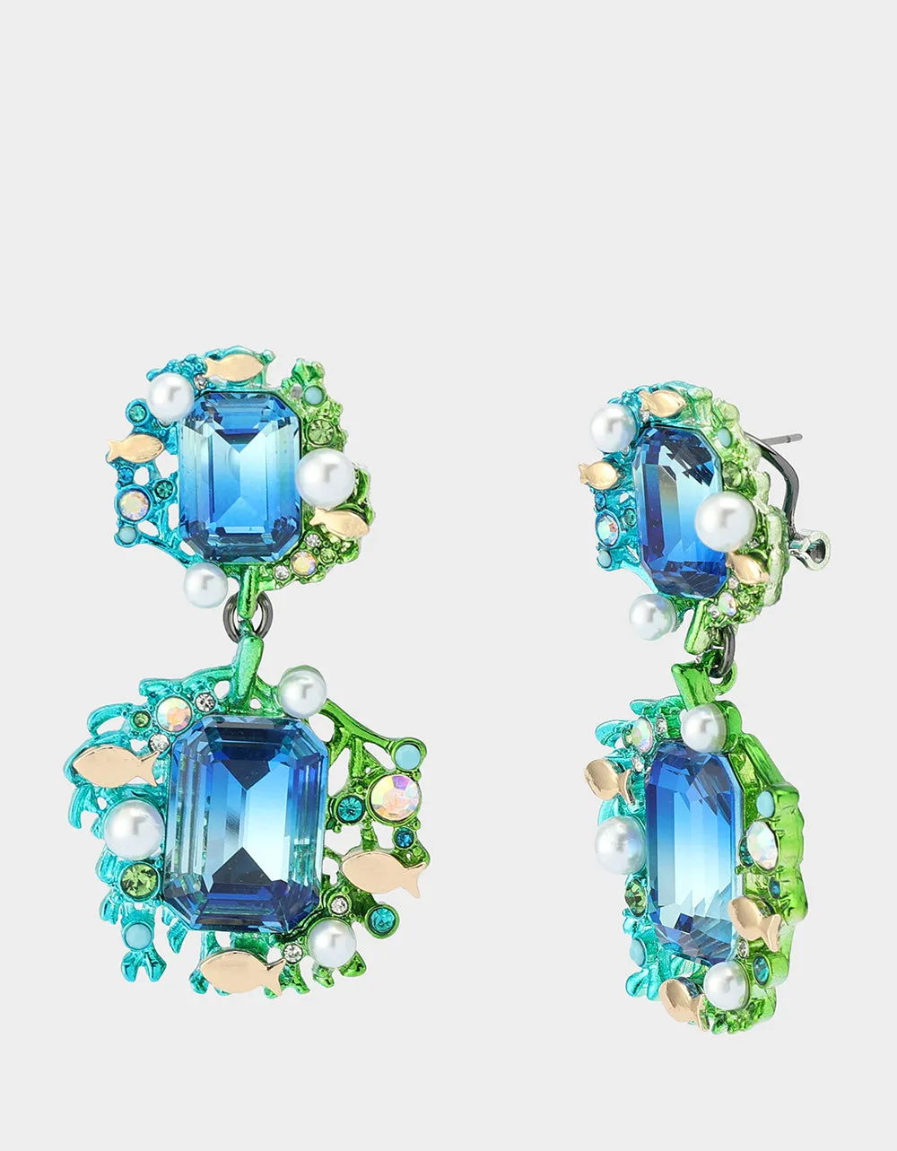 MERMAID JEWELS STONE DOUBLE DROP EARRINGS BLUE sold by Betsey Johnson