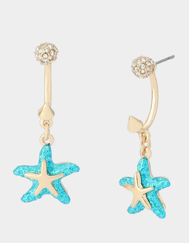 MERMAID JEWELS STARFISH BARBELL EARRINGS BLUE sold by Betsey Johnson