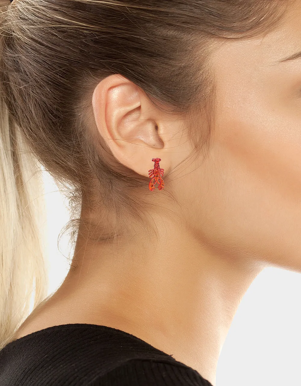 MERMAID JEWELS LOBSTER STUDS RED sold by Betsey Johnson product image thumbnail 3