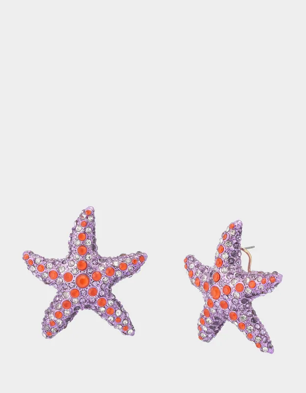 MERMAID JEWELS STARFISH STUDS PURPLE sold by Betsey Johnson