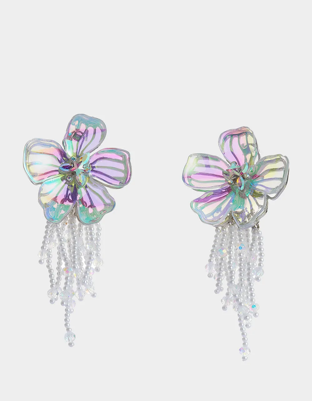 GARDEN GLAM FLOWER FRINGE DROP EARRINGS CRYSTAL sold by Betsey Johnson