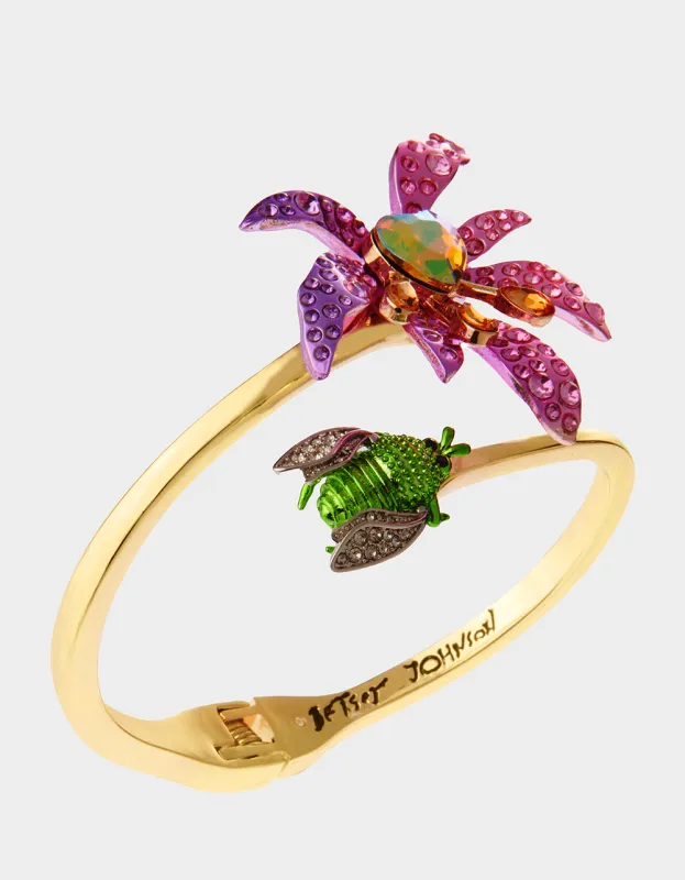 GARDEN GLAM IRIS FLY HINGE BYPASS BRACELET MULTI sold by Betsey Johnson