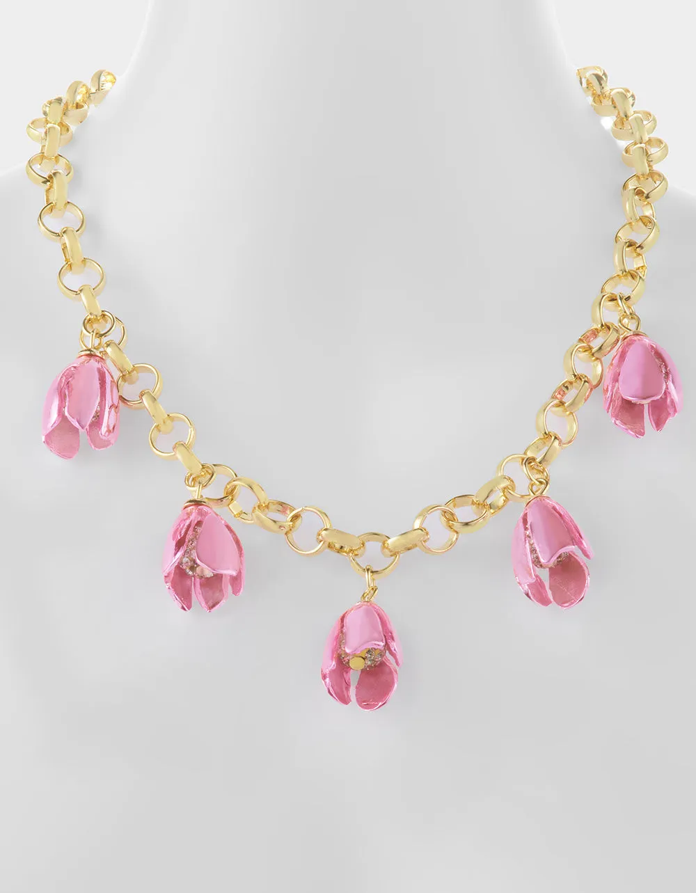 GARDEN GLAM TULIP CHARM FRONTAL NECKLACE PINK sold by Betsey Johnson product image thumbnail 4