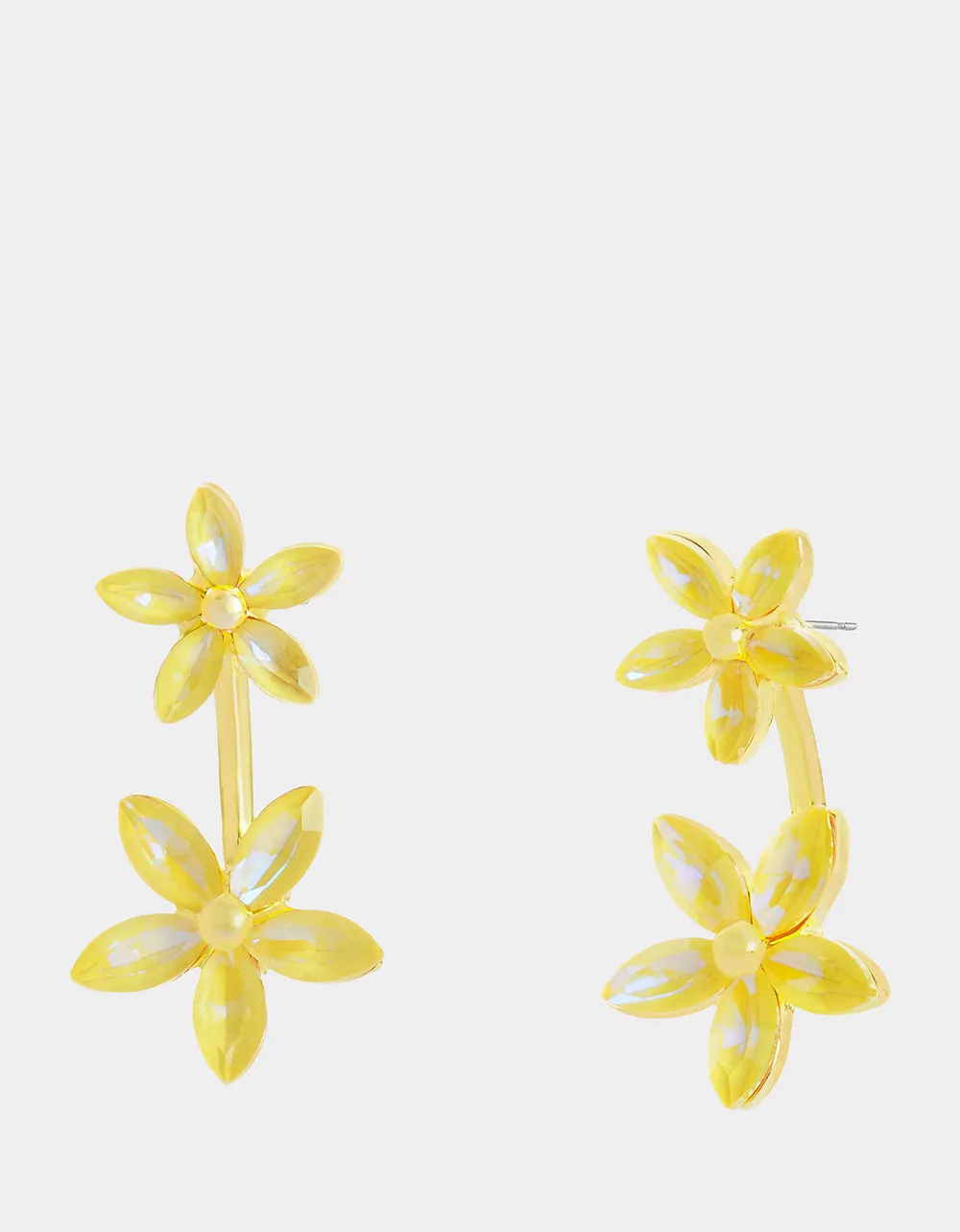 GARDEN GLAM DOUBLE FLOWER BARBELL EARRINGS YELLOW sold by Betsey Johnson