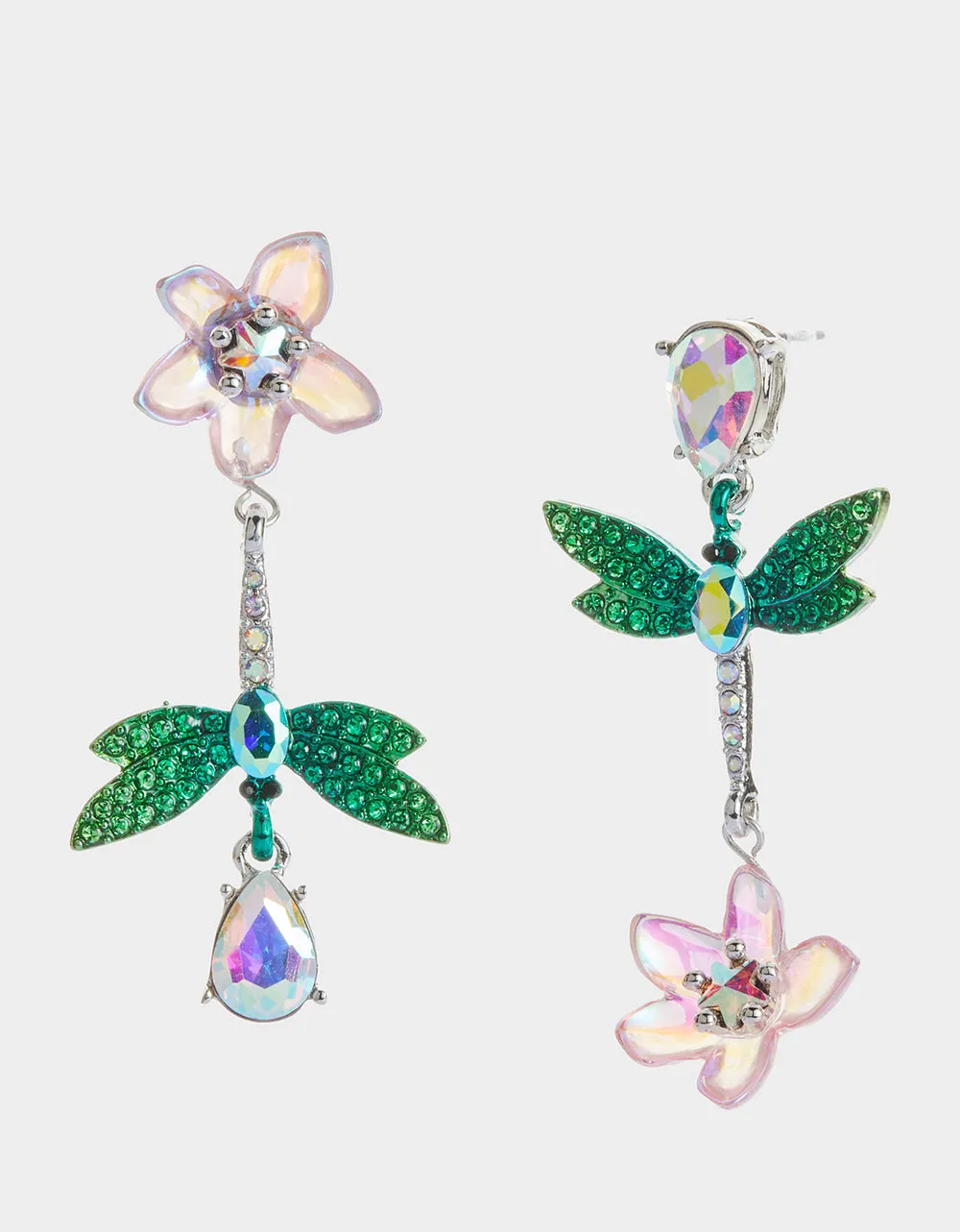 GARDEN GLAM DRAGONFLY FLOWER LINEAR EARRINGS BLUE sold by Betsey Johnson