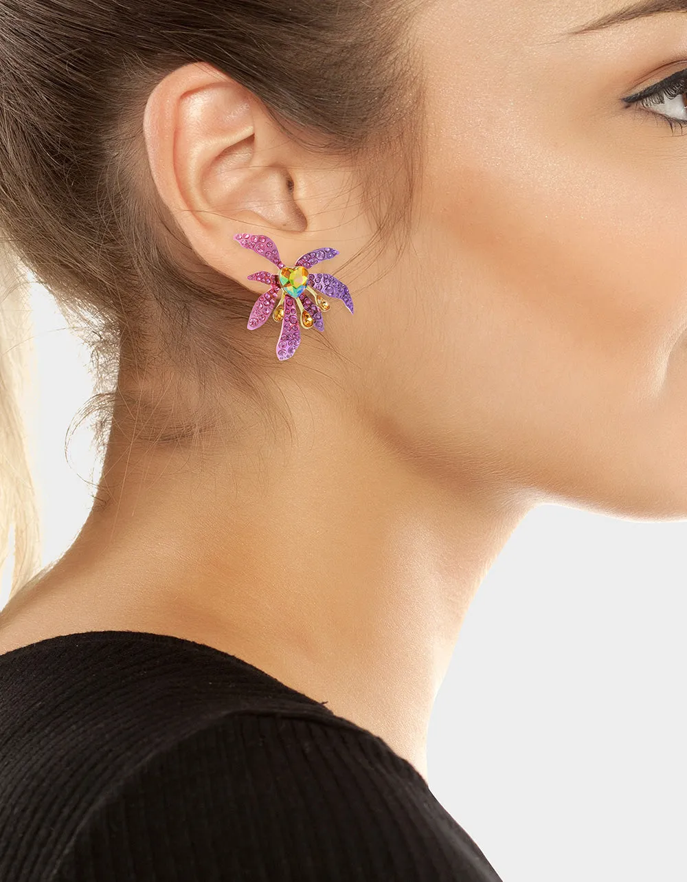 GARDEN GLAM IRIS FLOWER STUDS PURPLE sold by Betsey Johnson product image thumbnail 3