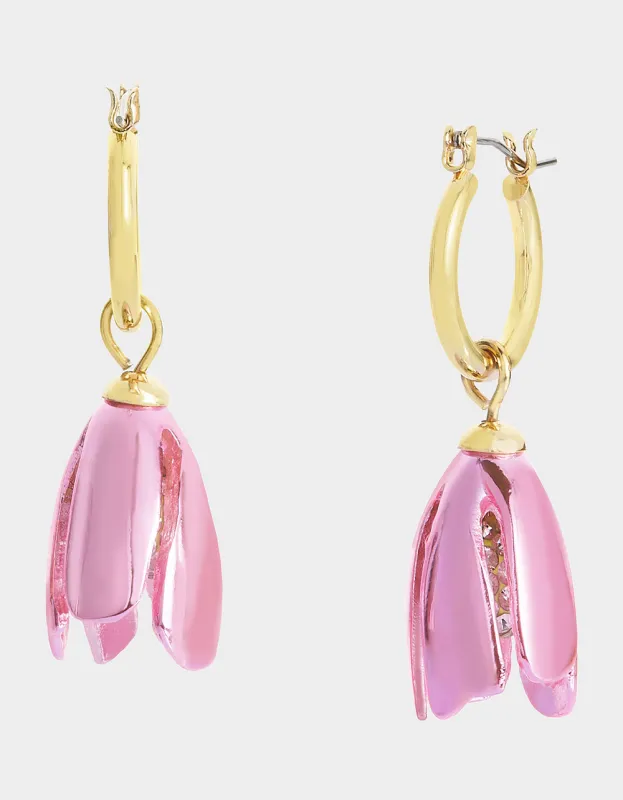 GARDEN GLAM TULIP HUGGIE DROP EARRINGS PINK sold by Betsey Johnson