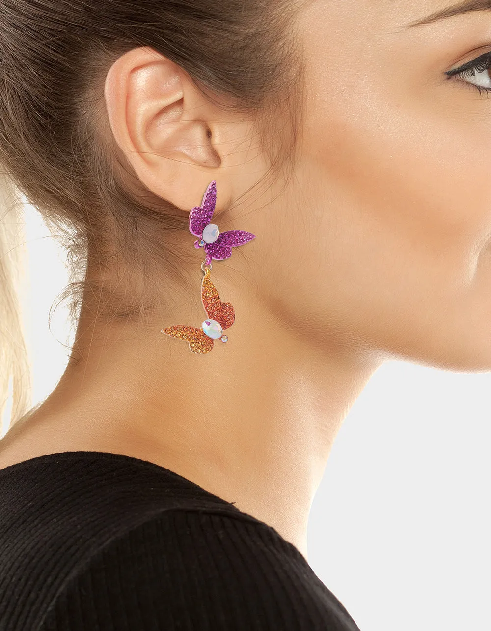 GARDEN GLAM DRAGONFLY DOUBLE DROP EARRINGS MULTI sold by Betsey Johnson product image thumbnail 3