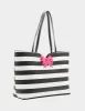 STRIPED BOW TOTE BLACK WHITE sold by Betsey Johnson