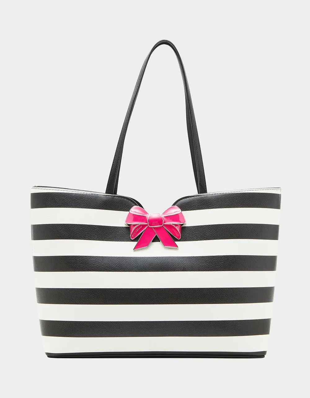 STRIPED BOW TOTE BLACK WHITE sold by Betsey Johnson product image thumbnail 2