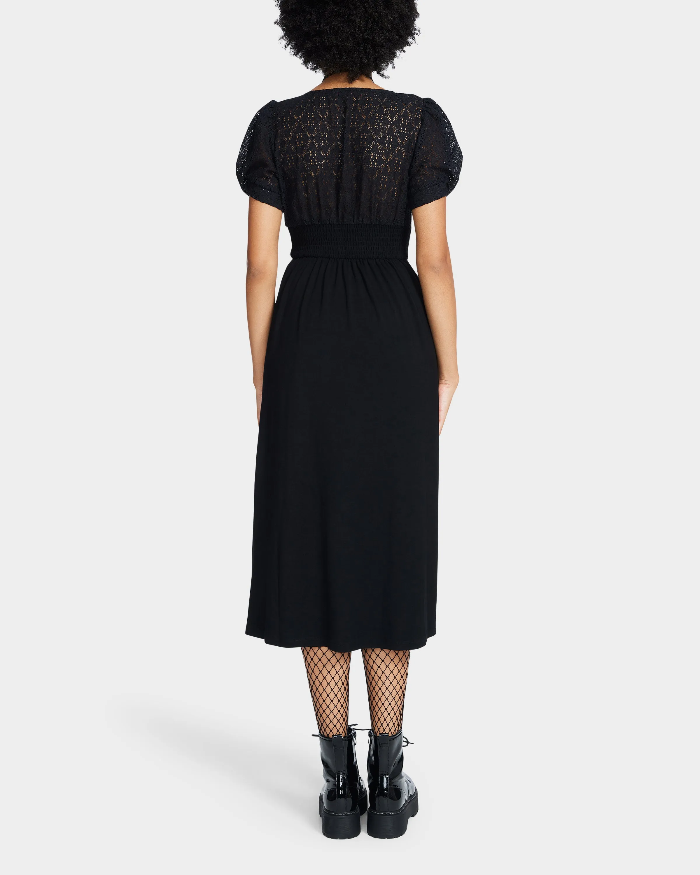 MOSAIC LACE MIDI DRESS BLACK sold by Betsey Johnson product image thumbnail 3