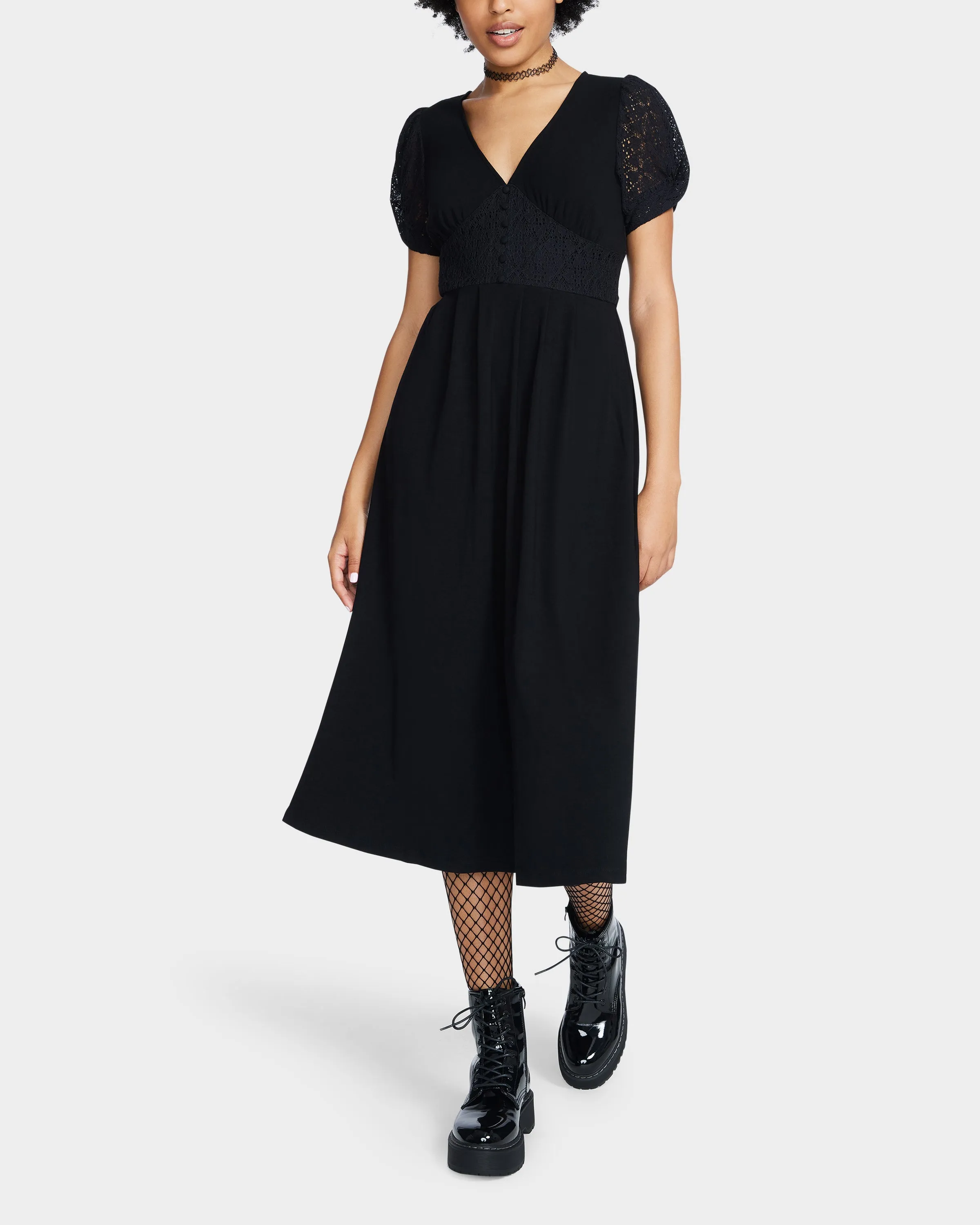 MOSAIC LACE MIDI DRESS BLACK sold by Betsey Johnson product image thumbnail 2