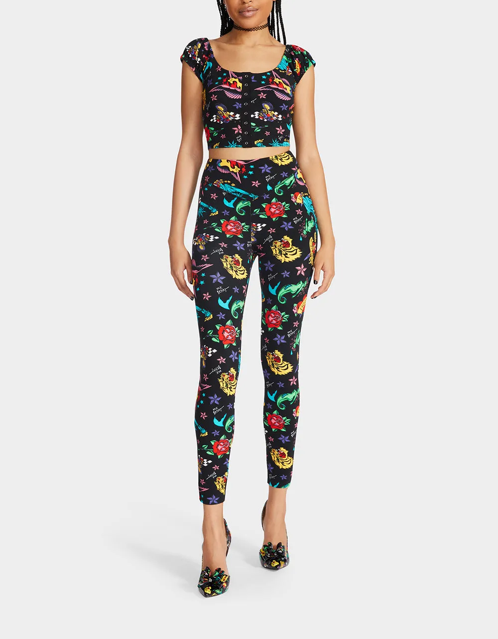 80TH BASH SECOND SKIN LEGGING TATTOO sold by Betsey Johnson