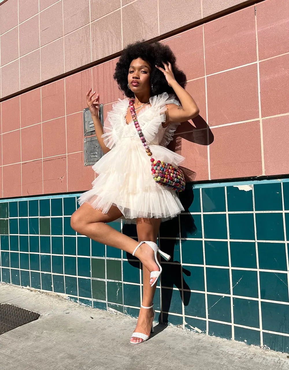 SHOW OFF TIERED TULLE DRESS CREAM sold by Betsey Johnson product image thumbnail 3