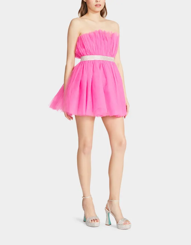 SHOWSTOPPER TULLE MINI DRESS HOT PINK sold by Betsey Johnson