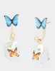BETSEYS BACKYARD BUTTERFLY PEARL BARBELL EARRINGS BLUE sold by Betsey Johnson