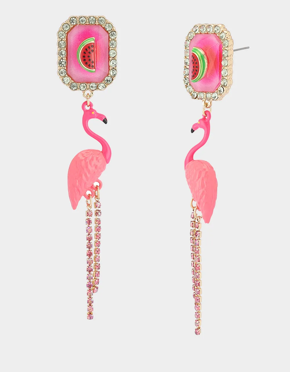 BETSEYS BACKYARD FLAMINGO DROP EARRINGS PINK sold by Betsey Johnson