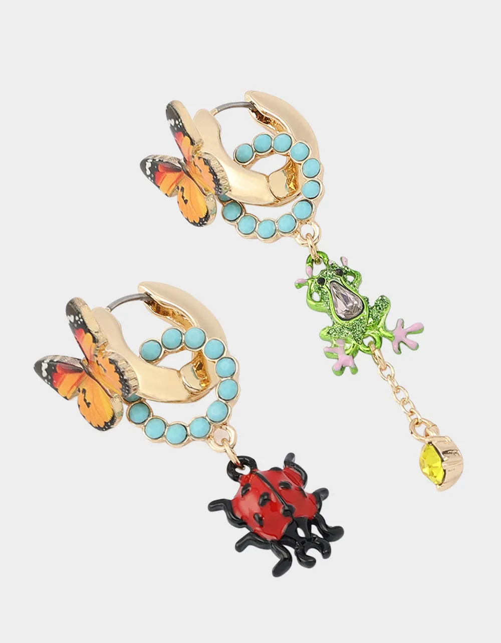 BETSEYS BACKYARD BUTTERFLY CRITTER MISMATCH EARRINGS MULTI sold by Betsey Johnson product image thumbnail 3