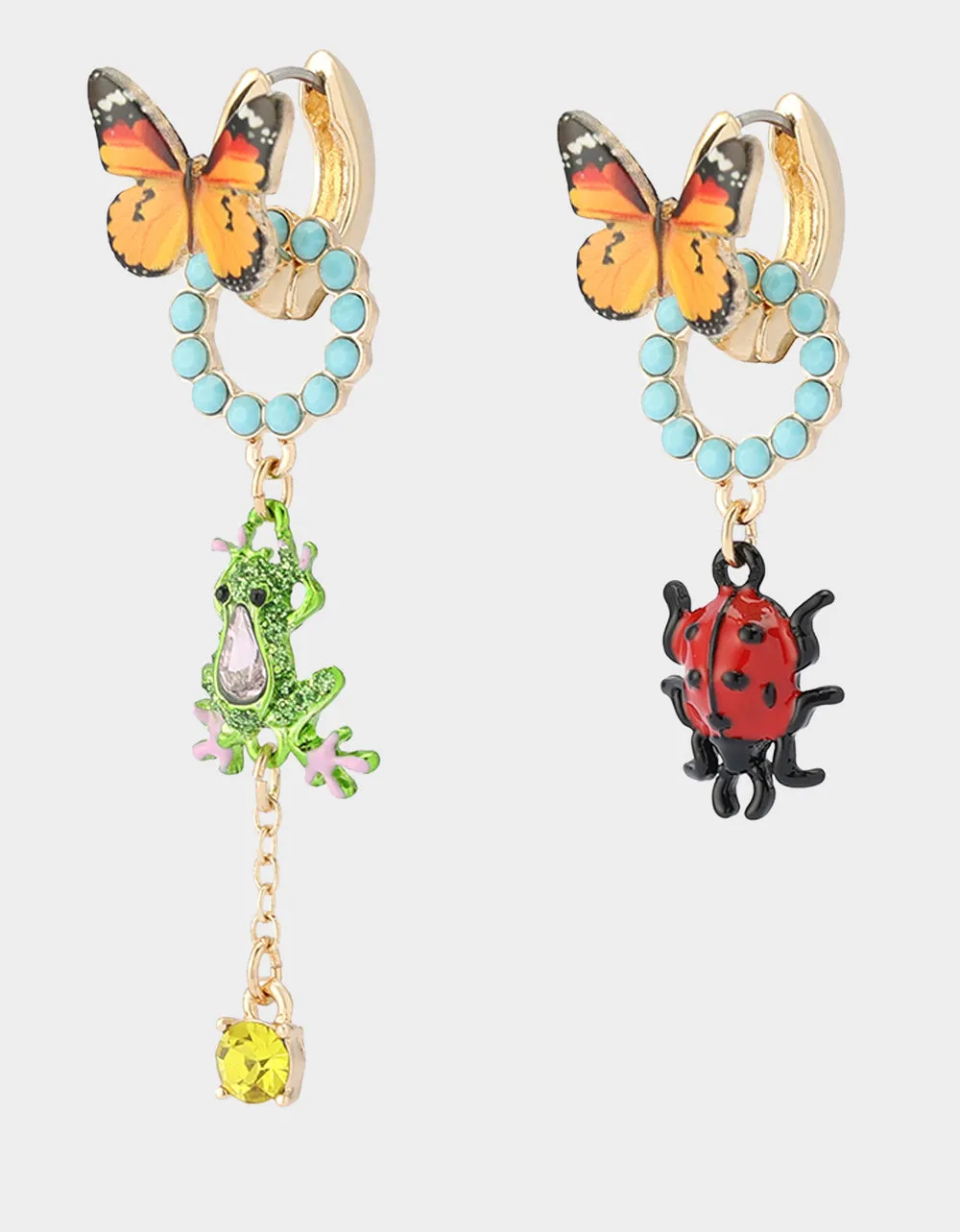 BETSEYS BACKYARD BUTTERFLY CRITTER MISMATCH EARRINGS MULTI sold by Betsey Johnson product image thumbnail 2
