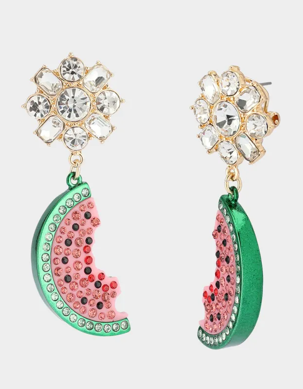 BETSEYS BACKYARD WATERMELON DROP EARRINGS PINK sold by Betsey Johnson