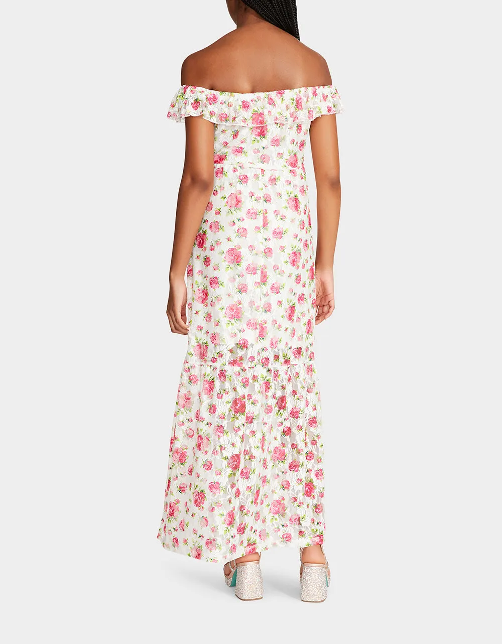 FLORAL OVERLOAD MAXI DRESS WHITE sold by Betsey Johnson product image thumbnail 3