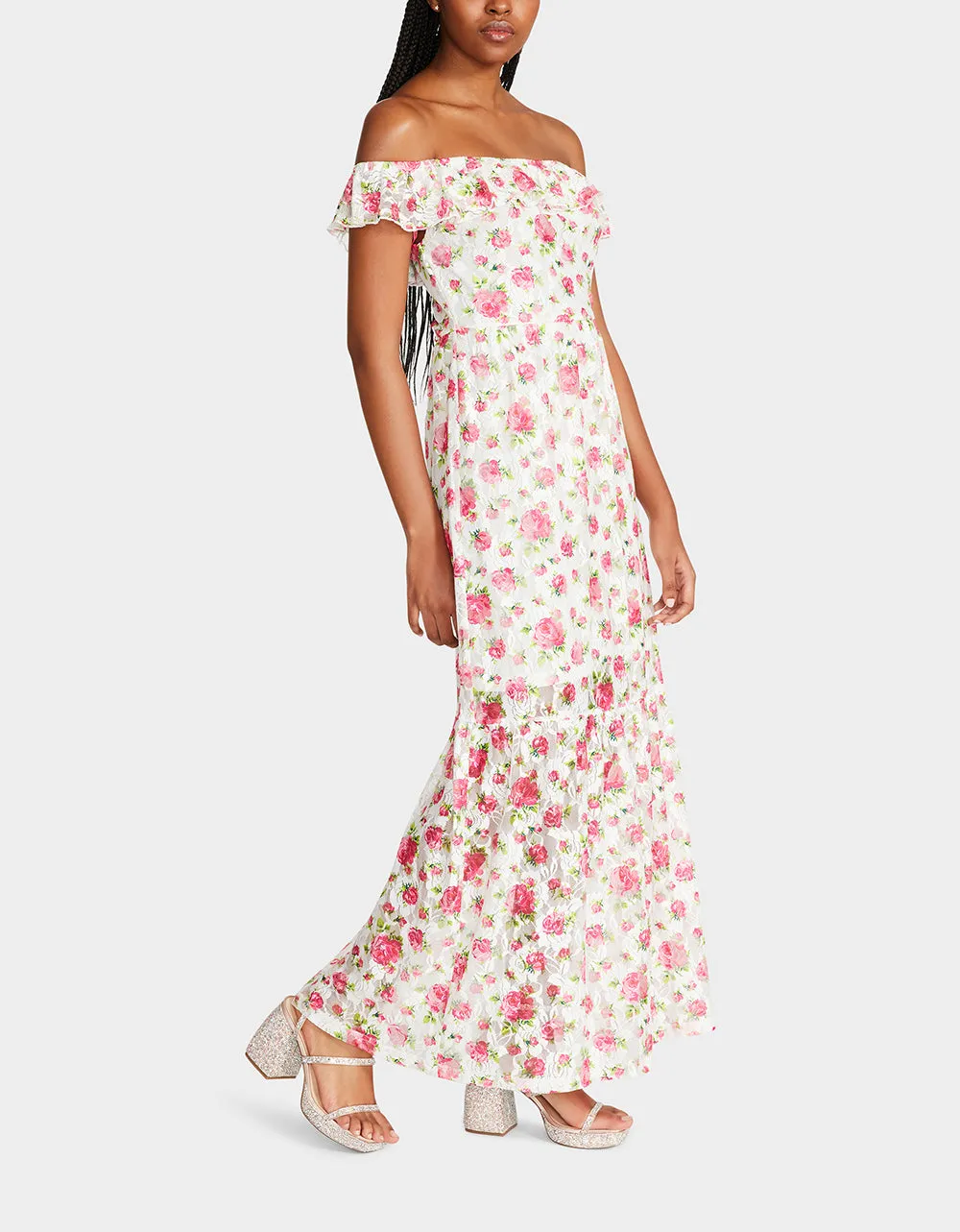 FLORAL OVERLOAD MAXI DRESS WHITE sold by Betsey Johnson product image thumbnail 5